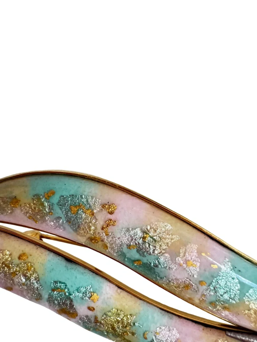 Vintage Japanese Cloisonne Brooch Pendant Pastel Enamel Abstract Gold Tone Pin